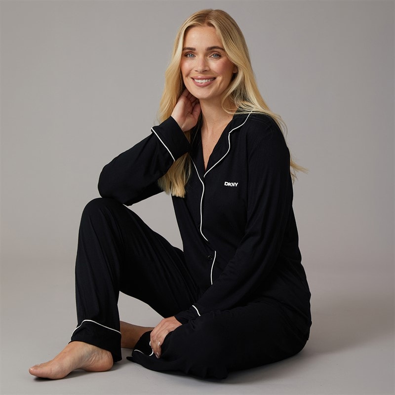 DKNY Womens Jersey Core Pyjama Set Black - Image 4