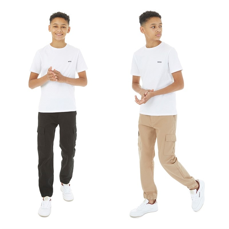 Kangaroo Poo Boys Two Pack Chino Cargo Trousers Black/Stone - Image 3