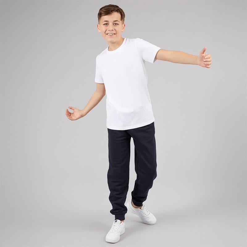 Kangaroo Poo Boys Slim Fit Cuffed Fleece Jog Pants Navy - Image 3