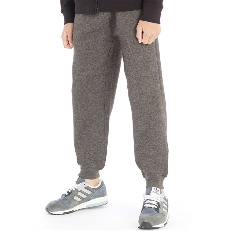 Kangaroo Poo Boys Slim Fit Cuffed Fleece Jog Pants Charcoal Marl