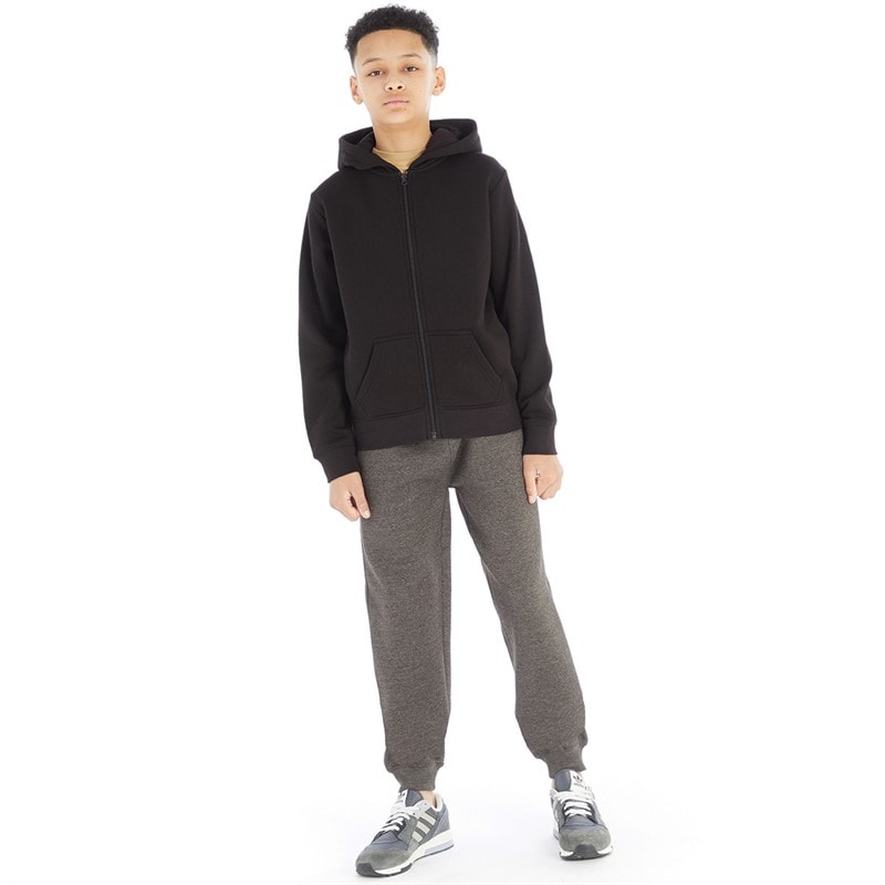 Kangaroo Poo Boys Slim Fit Cuffed Fleece Jog Pants Charcoal Marl - Image 3