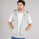 Kangaroo Poo Mens Sleeveless Zip Through Hoodie Grey Marl