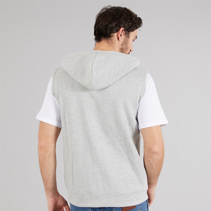 Kangaroo Poo Mens Sleeveless Zip Through Hoodie Grey Marl - Image 2