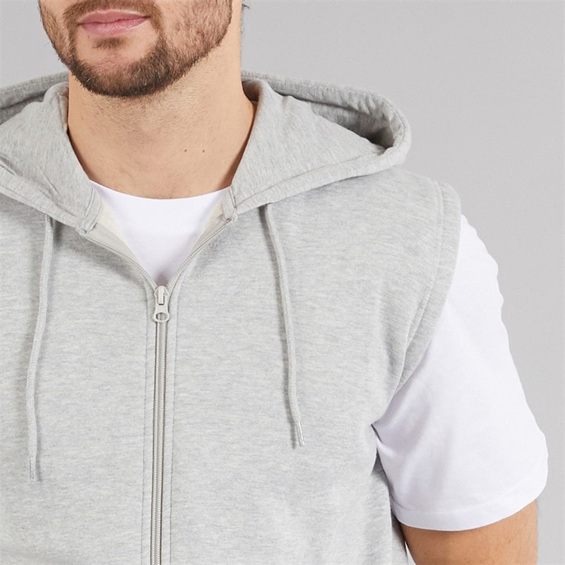 Kangaroo Poo Mens Sleeveless Zip Through Hoodie Grey Marl - Image 3