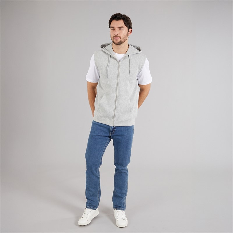 Kangaroo Poo Mens Sleeveless Zip Through Hoodie Grey Marl - Image 4