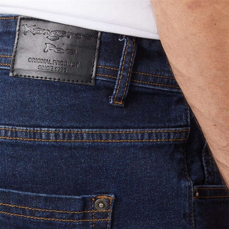 Kangaroo Poo Mens Stretch Straight Fit Jeans Dark Wash - Image 3