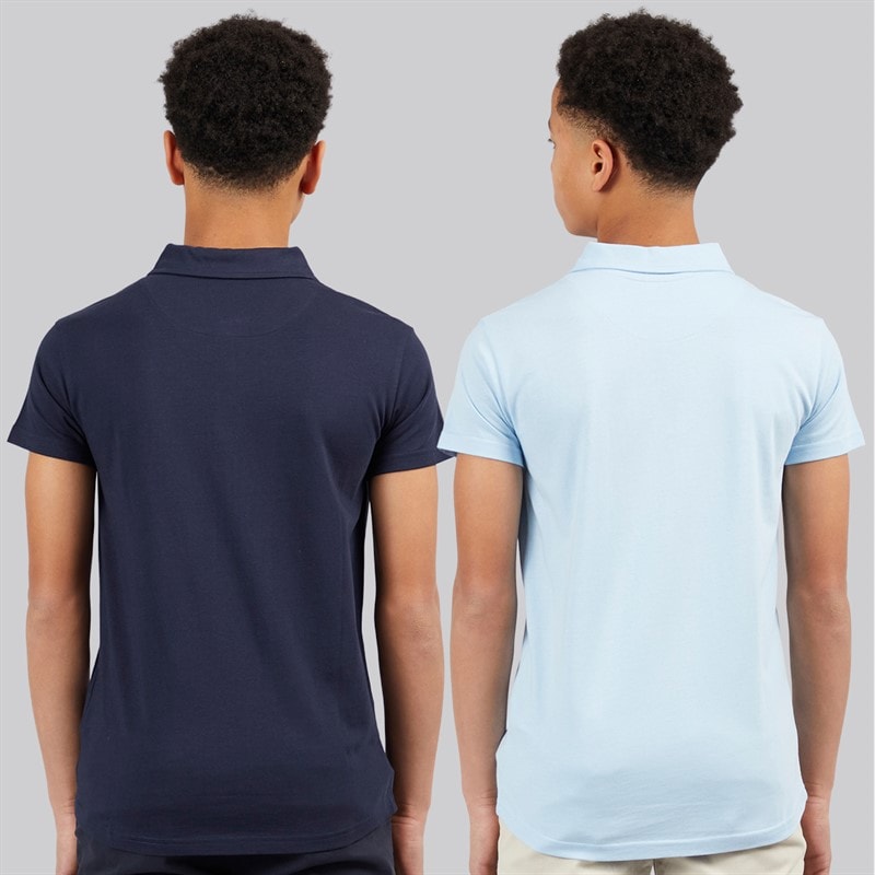 Kangaroo Poo Boys Two Pack Polo Shirts Navy/Light Blue - Image 2