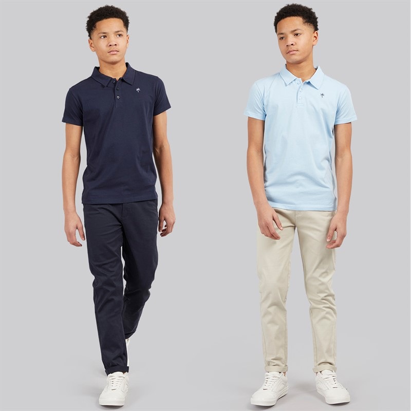 Kangaroo Poo Boys Two Pack Polo Shirts Navy/Light Blue - Image 3