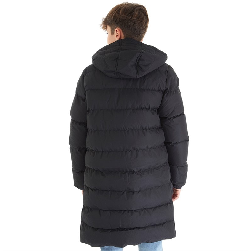 Kangaroo Poo Boys Longline Hooded Puffer Jacket Black - Image 2
