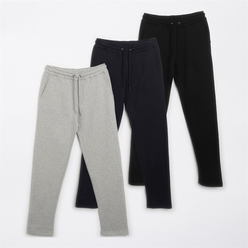 Kangaroo Poo Mens Three Pack Open Hem Joggers Black/Navy/Grey Marl