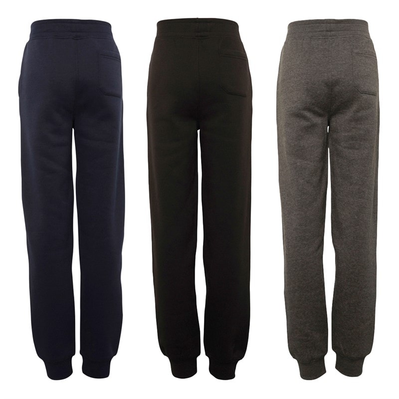 Kangaroo Poo Boys Three Pack Slim Fit Cuffed Fleece Joggers Black/Charcoal/Navy - Image 2