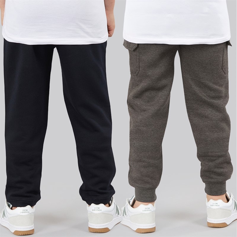 Kangaroo Poo Boys Two Pack Cargo Joggers Black/Charcoal Marl - Image 2