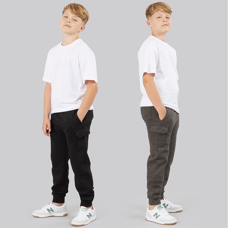Kangaroo Poo Boys Two Pack Cargo Joggers Black/Charcoal Marl - Image 3