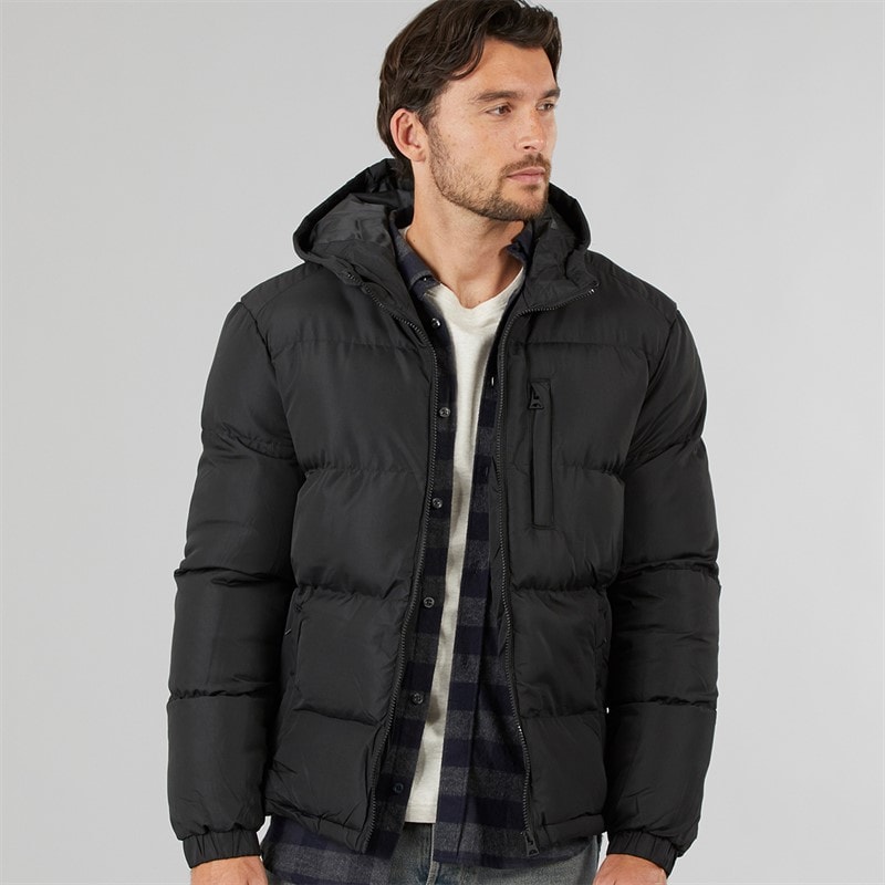 Kangaroo Poo Mens Hooded Padded Jacket Black