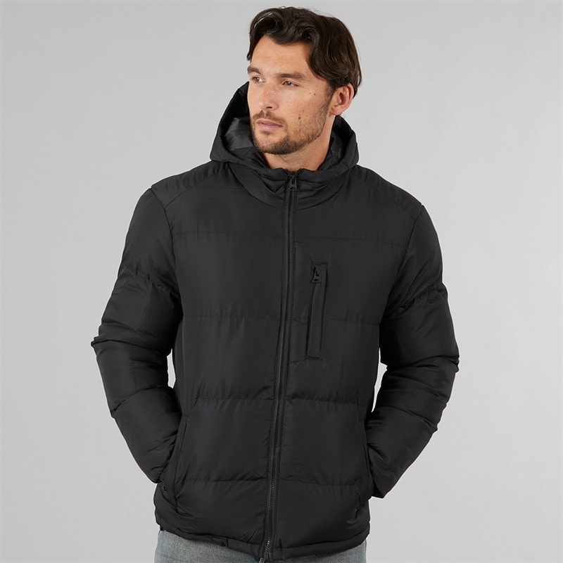 Kangaroo Poo Mens Hooded Padded Jacket Black - Image 5