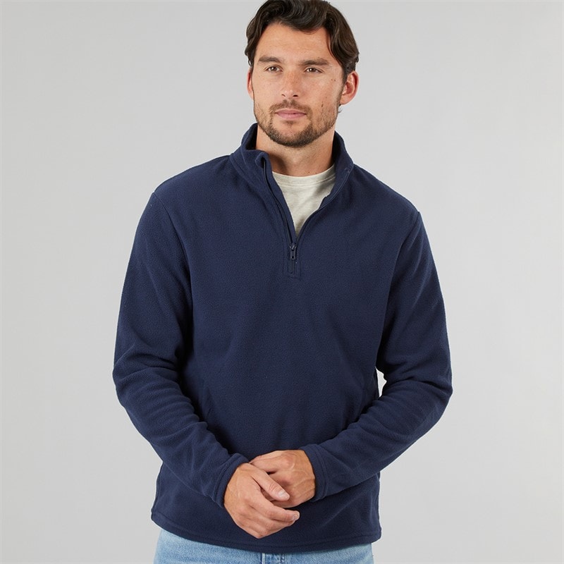 Kangaroo Poo Mens 1/4 Zip Microfleece Top Navy - Image 1