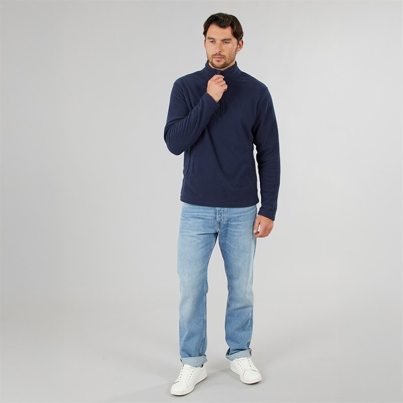 Kangaroo Poo Mens 1/4 Zip Microfleece Top Navy - Image 3