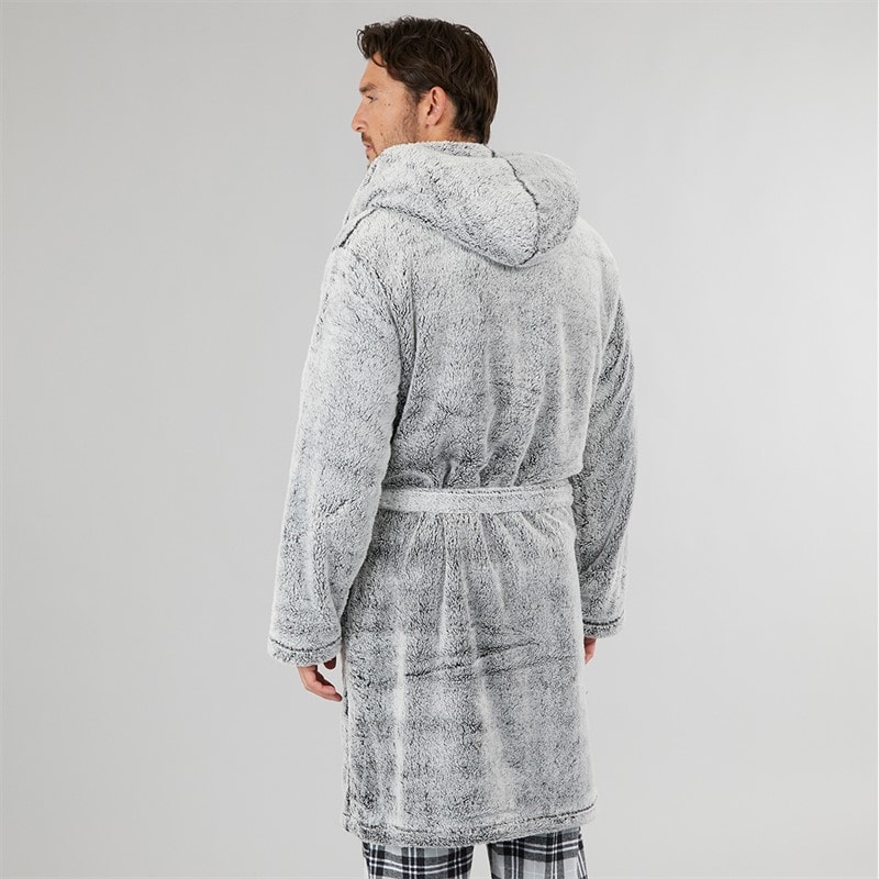 Kangaroo Poo Mens Frosted Hooded Robe Charcoal Frosted - Image 2