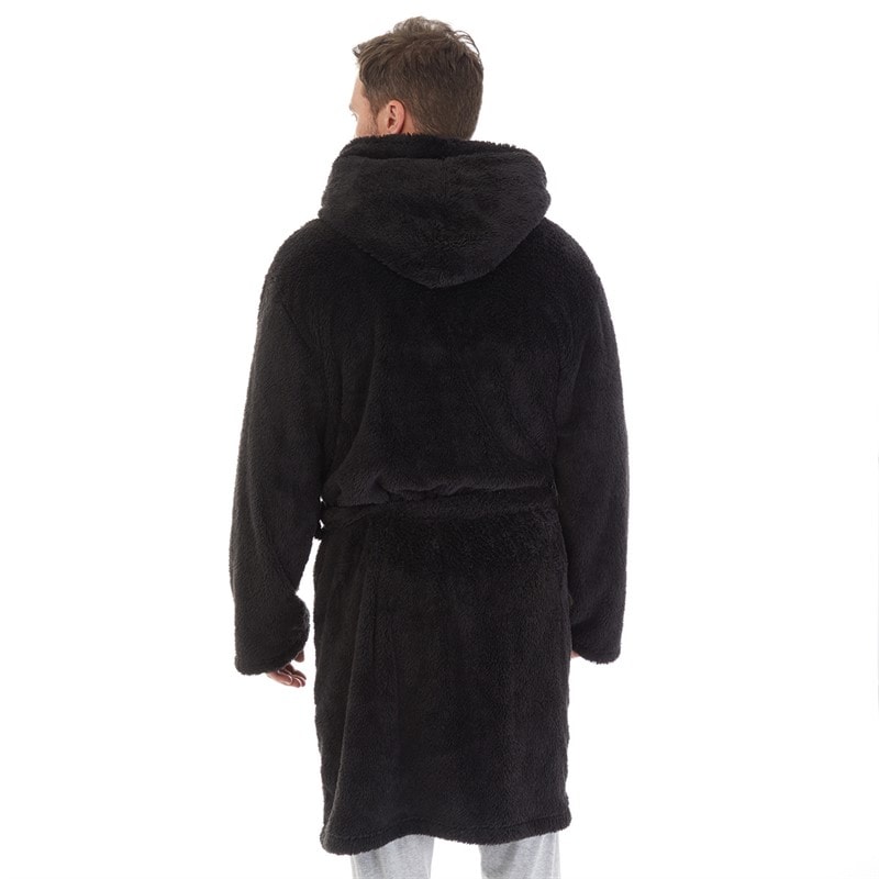 Kangaroo Poo Mens Hooded Robe Black - Image 2