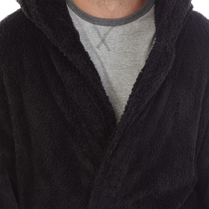 Kangaroo Poo Mens Hooded Robe Black - Image 3