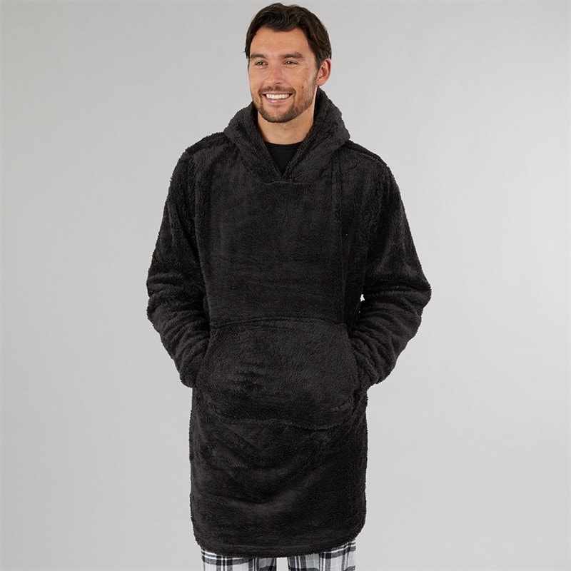 Kangaroo Poo Mens Oversized Blanket Hoodie Dark Charcoal - Image 1