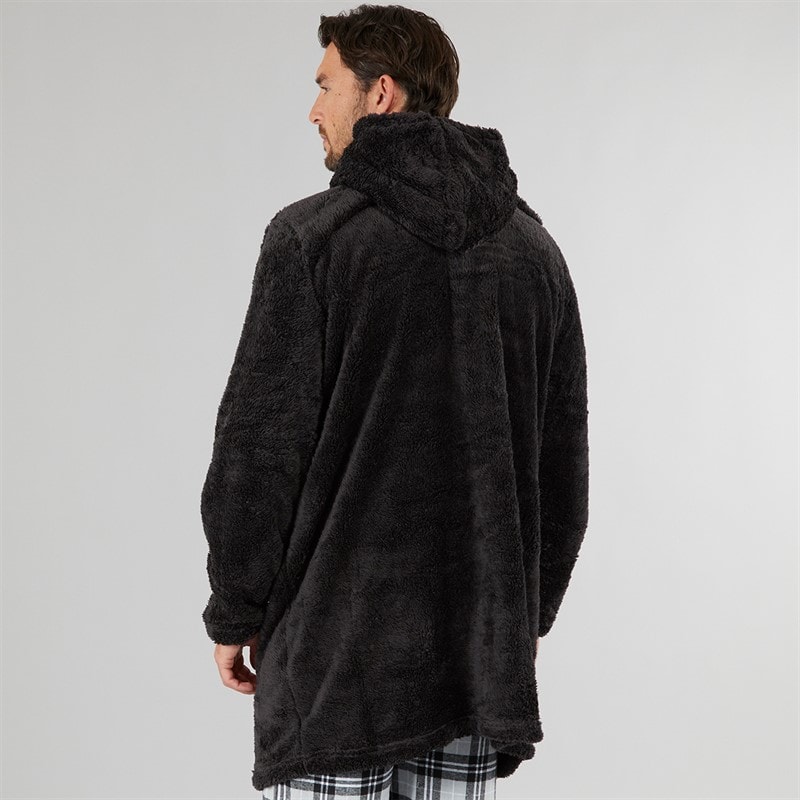 Kangaroo Poo Mens Oversized Blanket Hoodie Dark Charcoal - Image 2