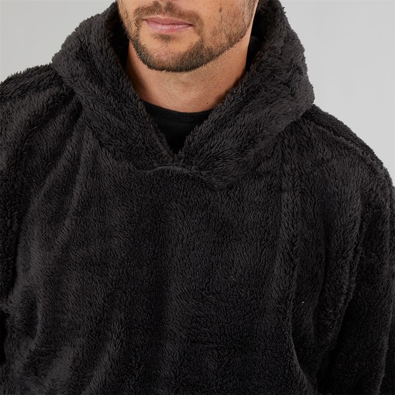 Kangaroo Poo Mens Oversized Blanket Hoodie Dark Charcoal - Image 3