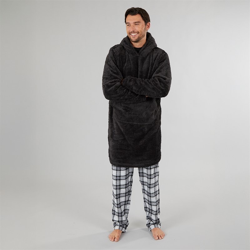 Kangaroo Poo Mens Oversized Blanket Hoodie Dark Charcoal - Image 4