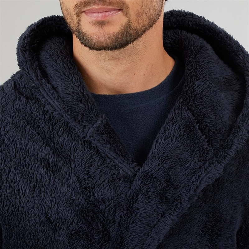Kangaroo Poo Mens Hooded Robe Navy - Image 3