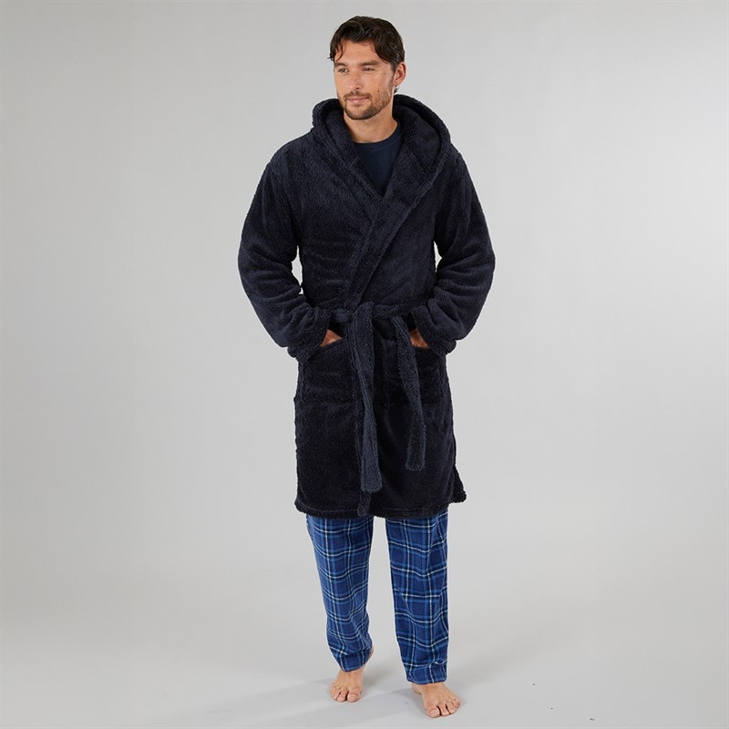 Kangaroo Poo Mens Hooded Robe Navy - Image 4