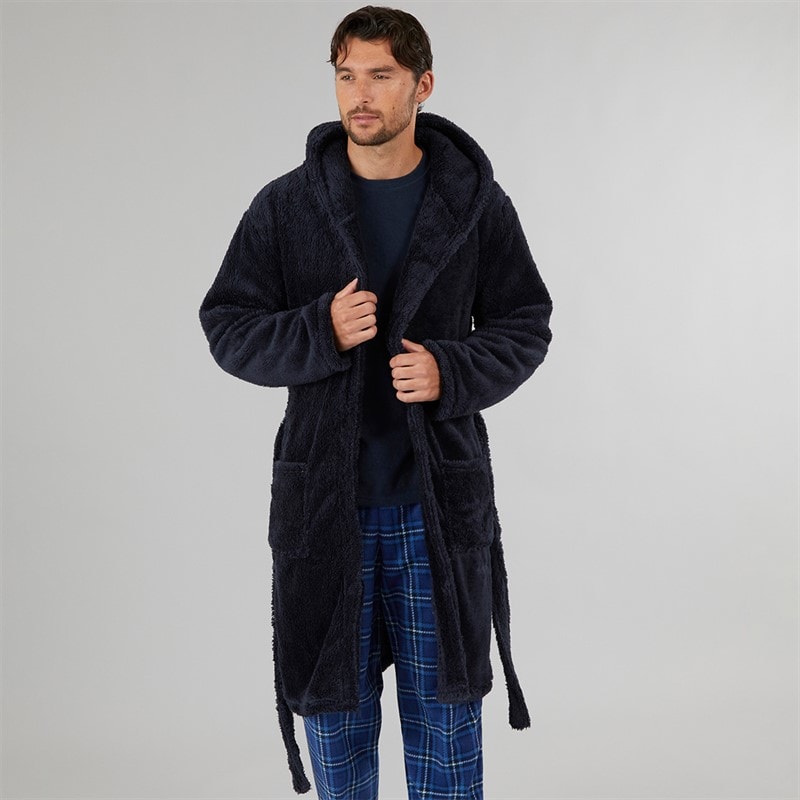 Kangaroo Poo Mens Hooded Robe Navy - Image 5