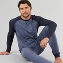 Kangaroo Poo Mens Loungewear Set Blue Marl/Navy