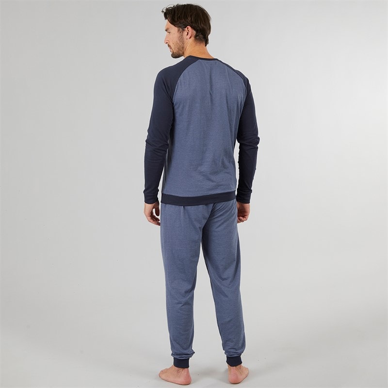 Kangaroo Poo Mens Loungewear Set Blue Marl/Navy - Image 2