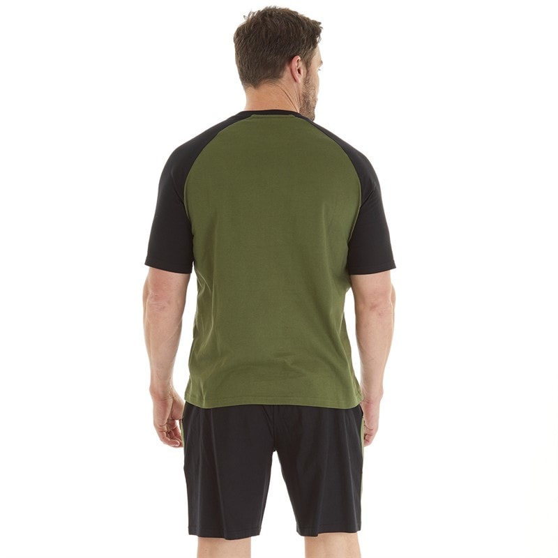 Kangaroo Poo Mens Shortie Pyjama Set Black/Khaki - Image 2