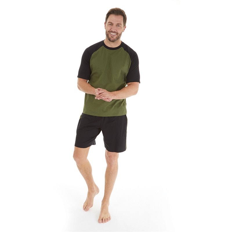 Kangaroo Poo Mens Shortie Pyjama Set Black/Khaki - Image 3