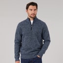 Kangaroo Poo Mens Sherpa Lined 1/4 Zip Sweater Blue Marl