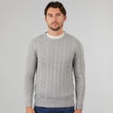 Kangaroo Poo Mens Cable Knit Sweater Grey Marl