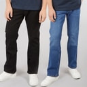 Kangaroo Poo Mens Two Pack Bootcut Denim Jeans Black/Mid Wash
