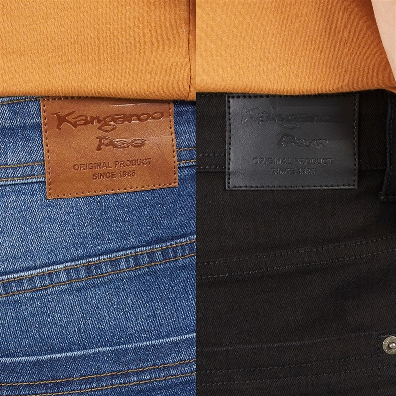 Kangaroo Poo Mens Two Pack Straight Fit Denim Jeans Black/Mid Wash - Image 3
