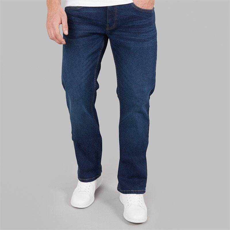 Kangaroo Poo Mens Bootcut Denim Jeans Dark Wash