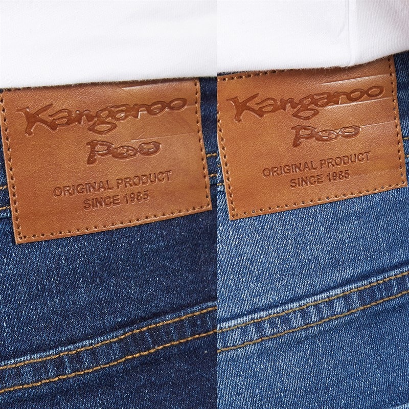 Kangaroo Poo Mens Two Pack Straight Fit Denim Jeans Dark Wash/Mid Wash - Image 3
