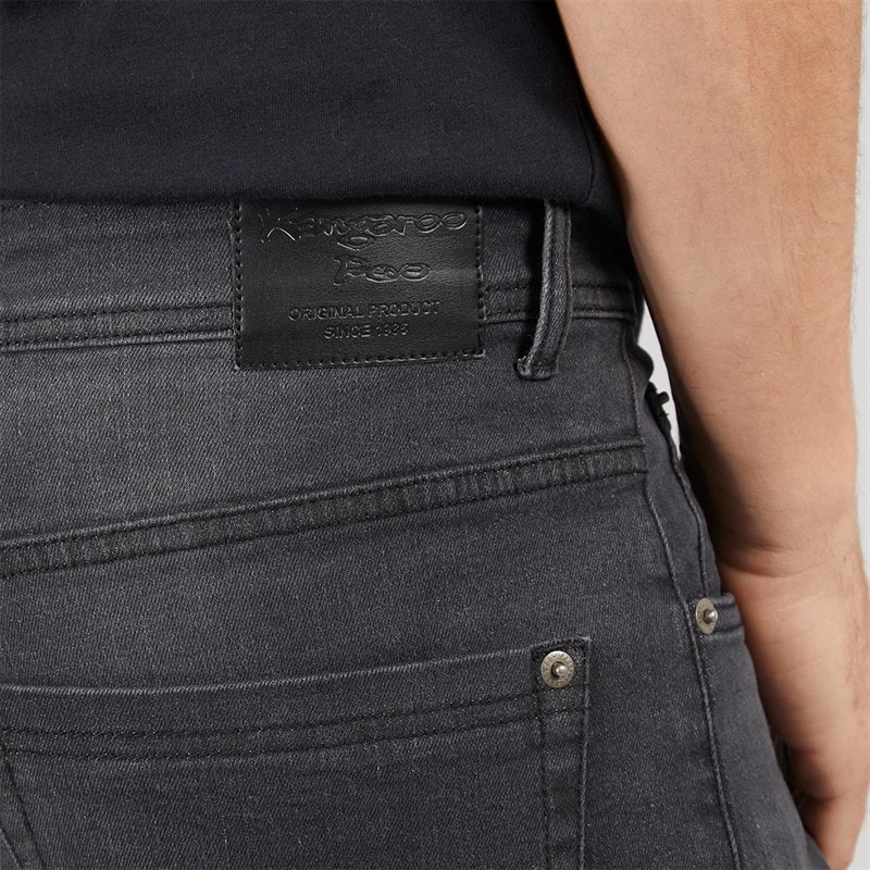Kangaroo Poo Mens Straight Fit Denim Jeans Grey - Image 3