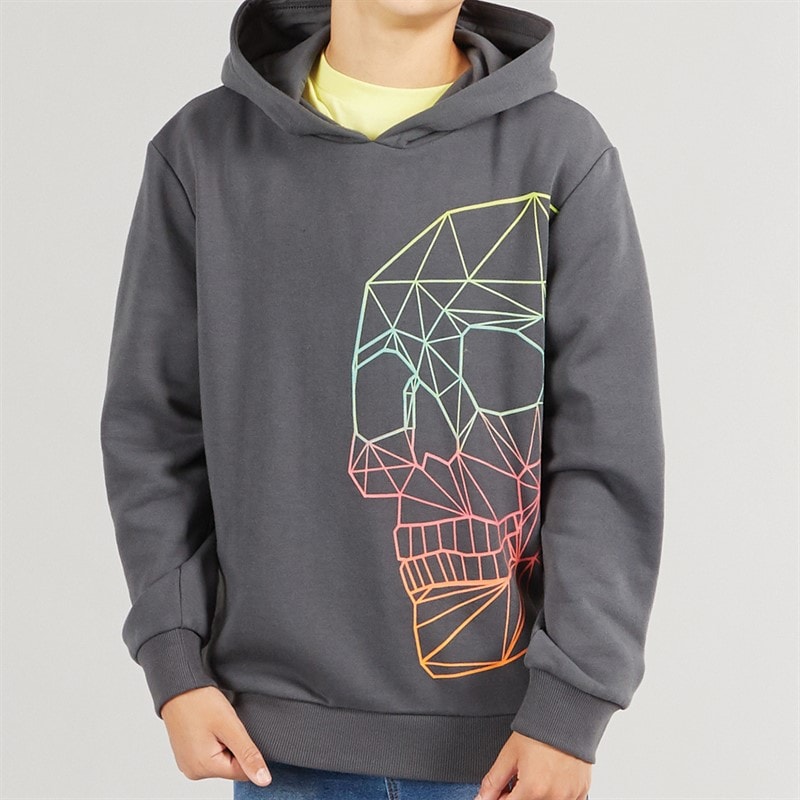Kangaroo Poo Boys Skull Hoodie Grey - Image 3