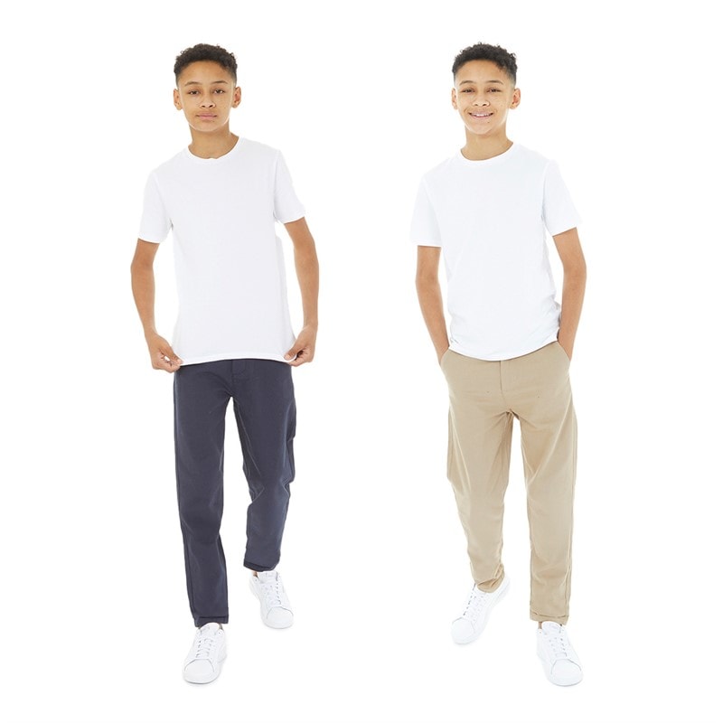 Kangaroo Poo Boys Two Pack Chino Trousers Navy/Stone - Image 3