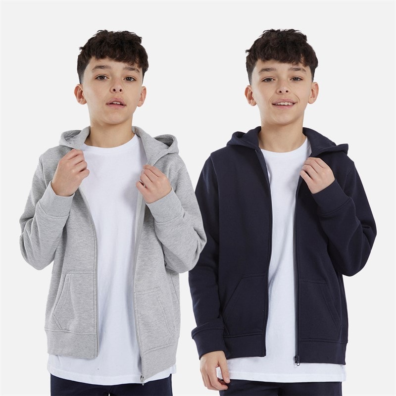 Kangaroo Poo Boys Two Pack Zip Through Hoodies Navy/Grey Marl - Image 1