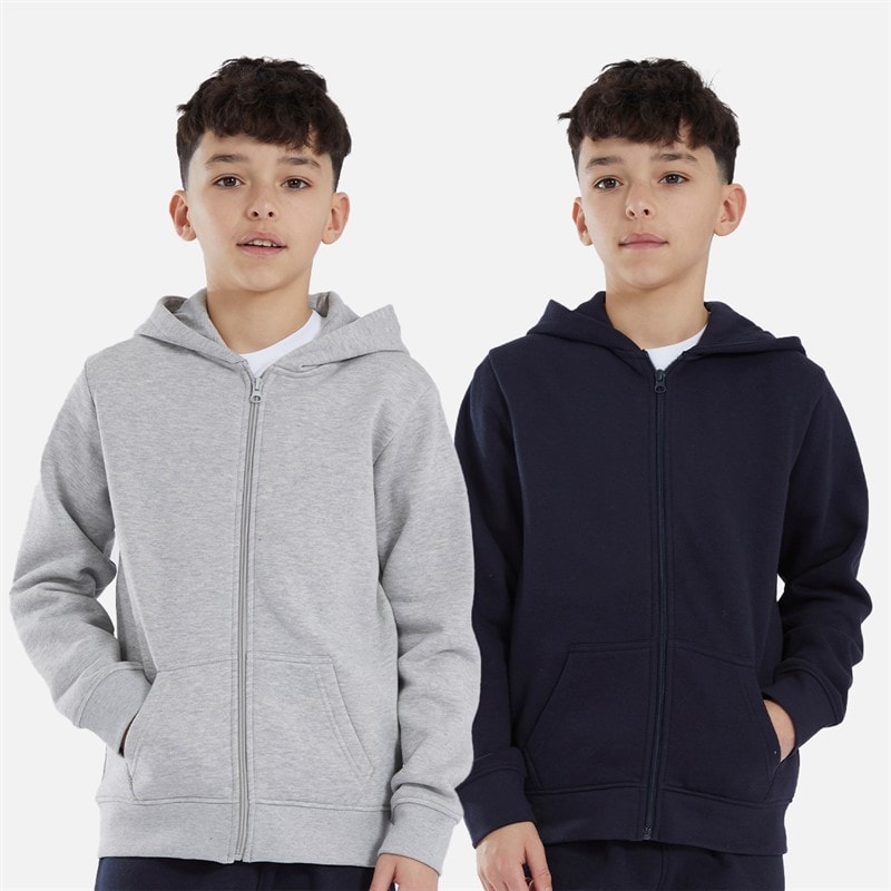 Kangaroo Poo Boys Two Pack Zip Through Hoodies Navy/Grey Marl - Image 4
