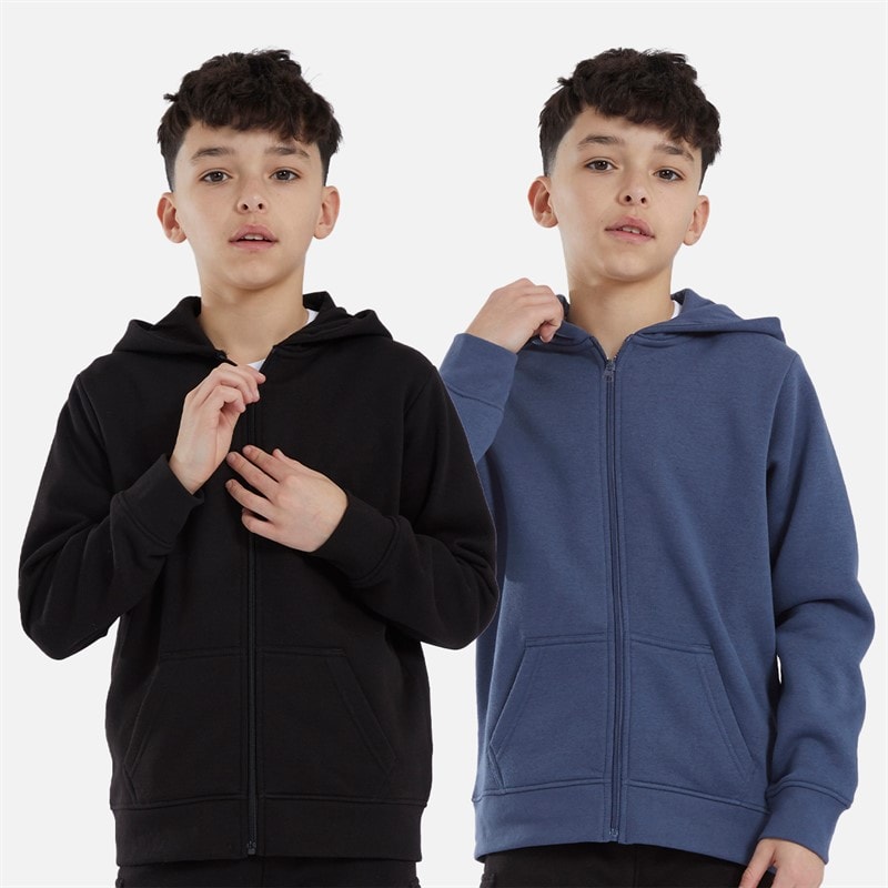 Kangaroo Poo Boys Two Pack Zip Through Hoodies Black/Vintage Indigo - Image 4
