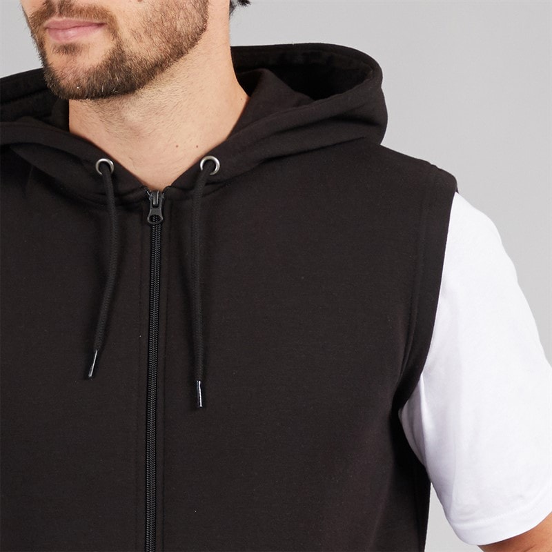 Kangaroo Poo Mens Sleeveless Zip Through Hoodie Black - Image 3