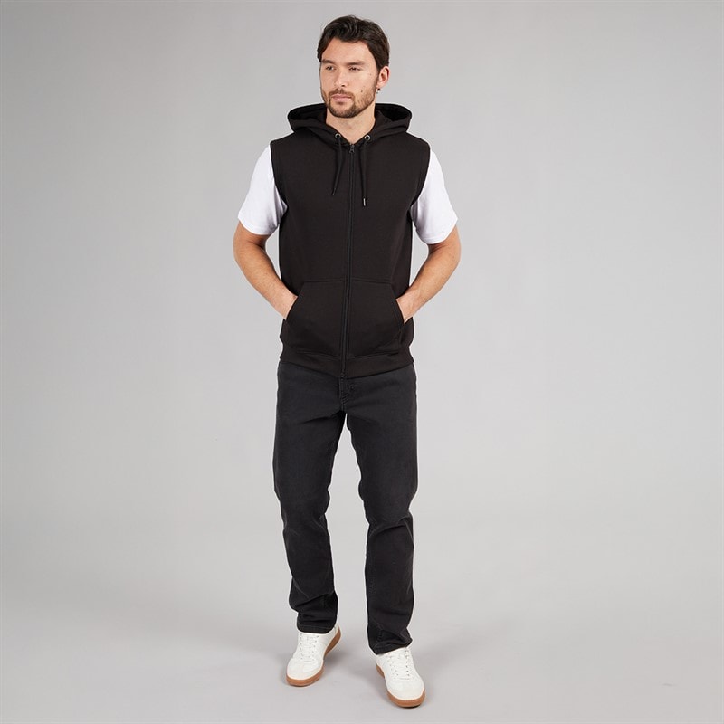 Kangaroo Poo Mens Sleeveless Zip Through Hoodie Black - Image 4