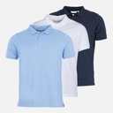 Kangaroo Poo Mens Three Pack Jersey Polo Shirts White/Navy/Corn Flower Blue